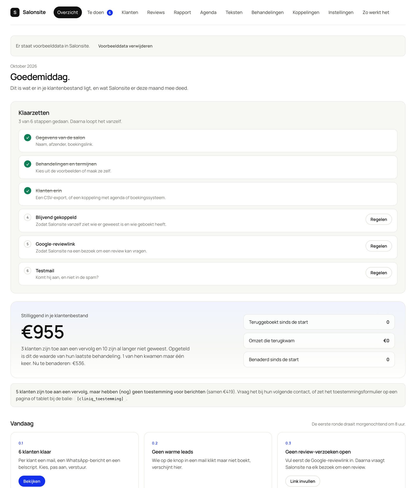Het overzicht met wat het oplevert