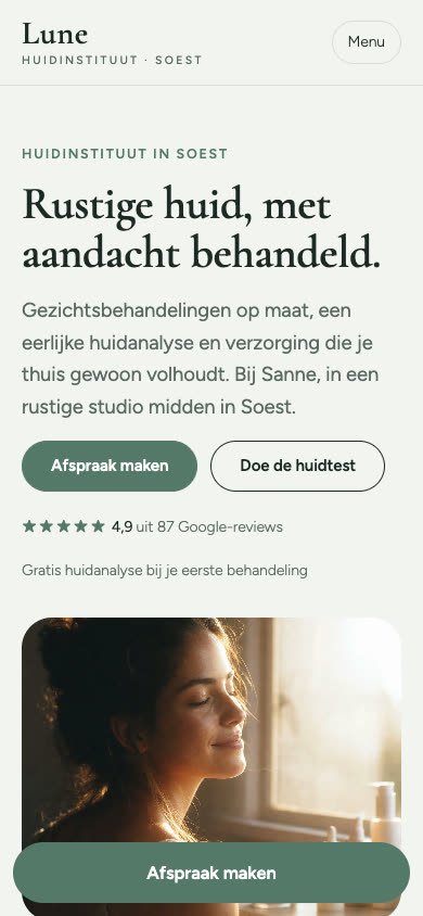 Dezelfde website op een telefoon